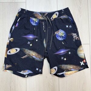 Hurley Galaxy Print Swim Trunks Mens M 7 Inseam Stretch Boardshorts Space